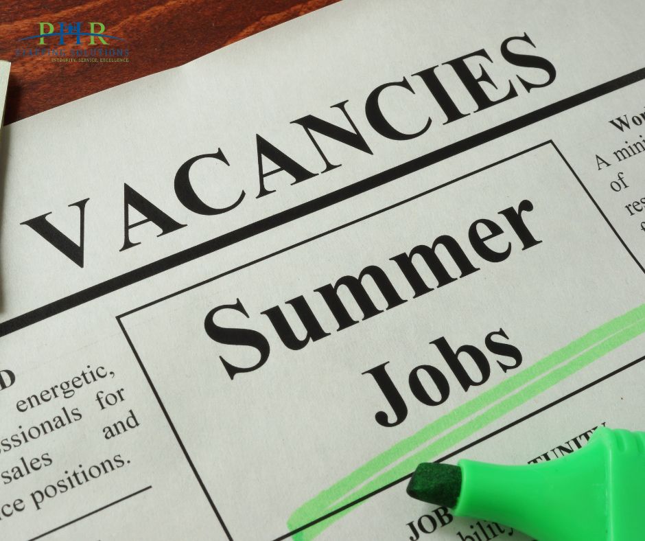 newspaper with summer jobs vacancy section circled in green
